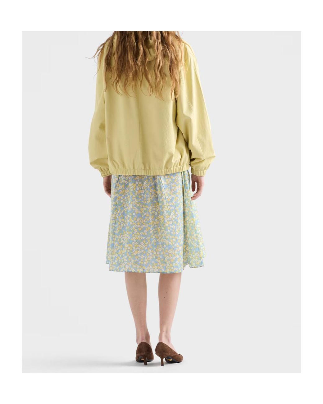 Prada Yellow Hooded Nappa Leather Jacket