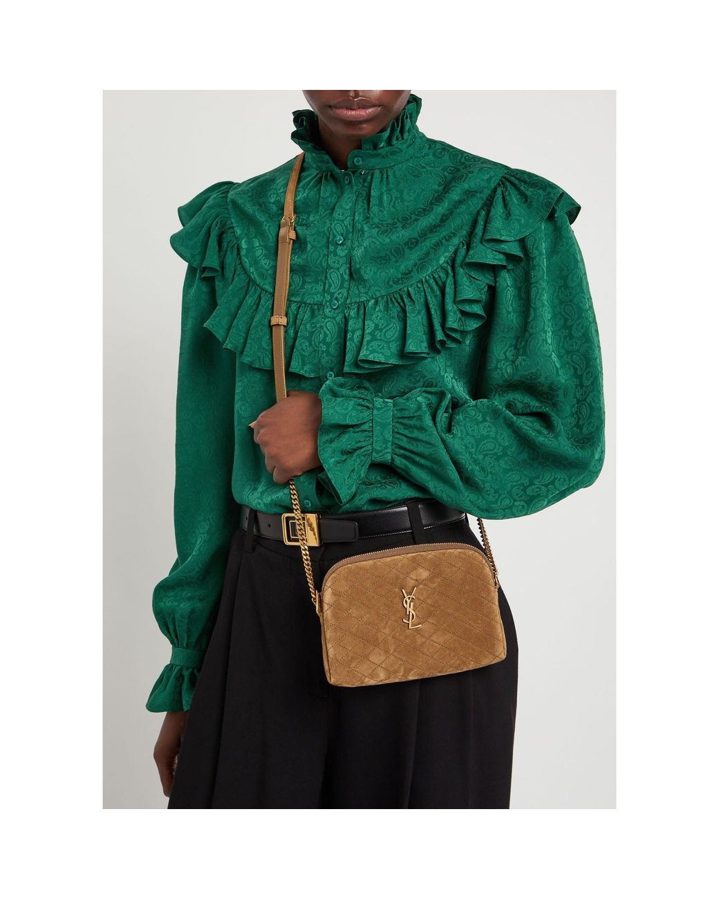 Saint Laurent Brown Chain Crossbody Bag