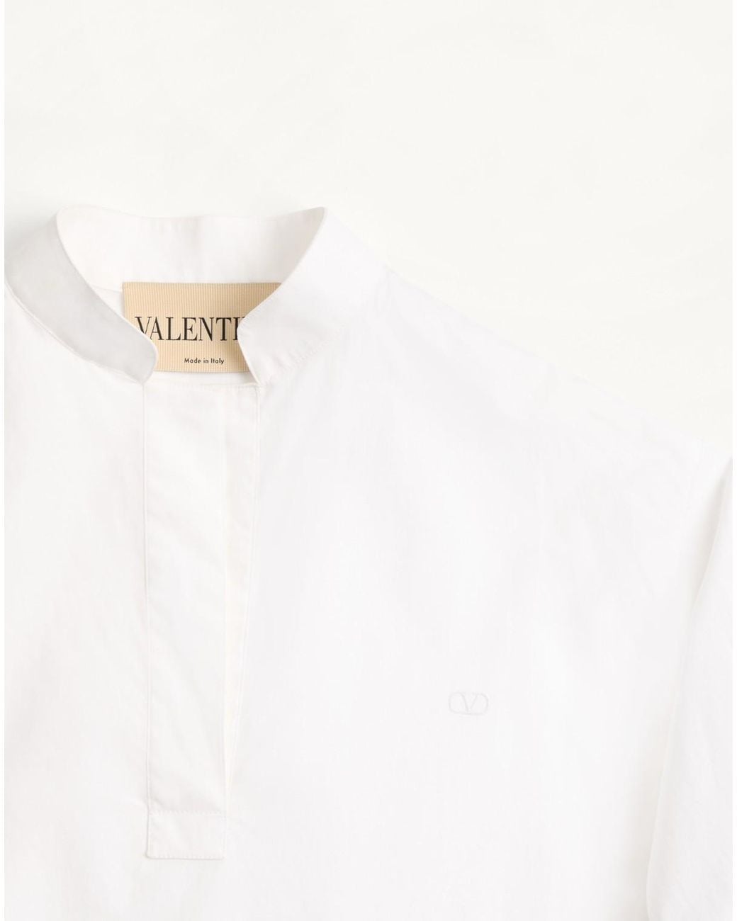 Valentino White Curved Hem Long-Sleeved Top
