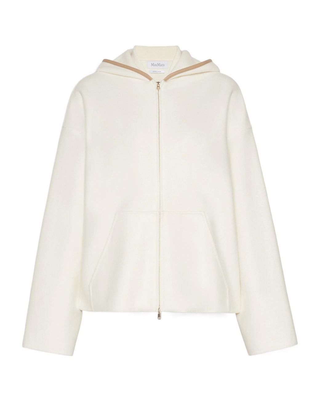 Max Mara White Wool And Cashmere Jersey Hooded Sweater