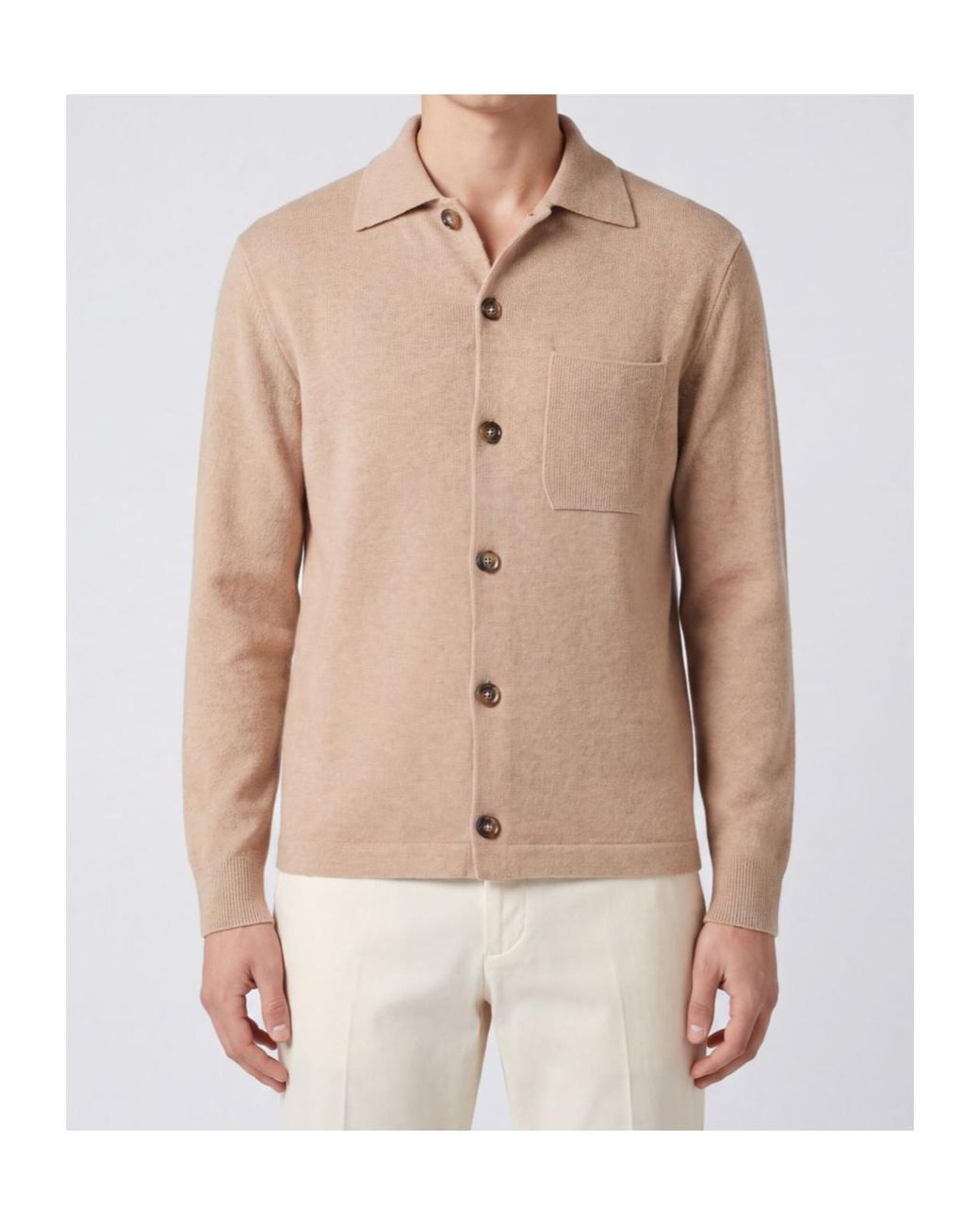Canali Natural Button-Up Shirt Collar Cardigan for men