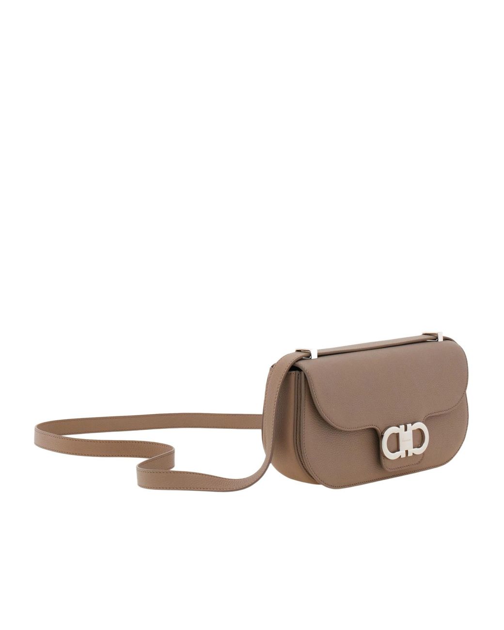 Ferragamo Brown Double Gancini East-West Crossbody Bag