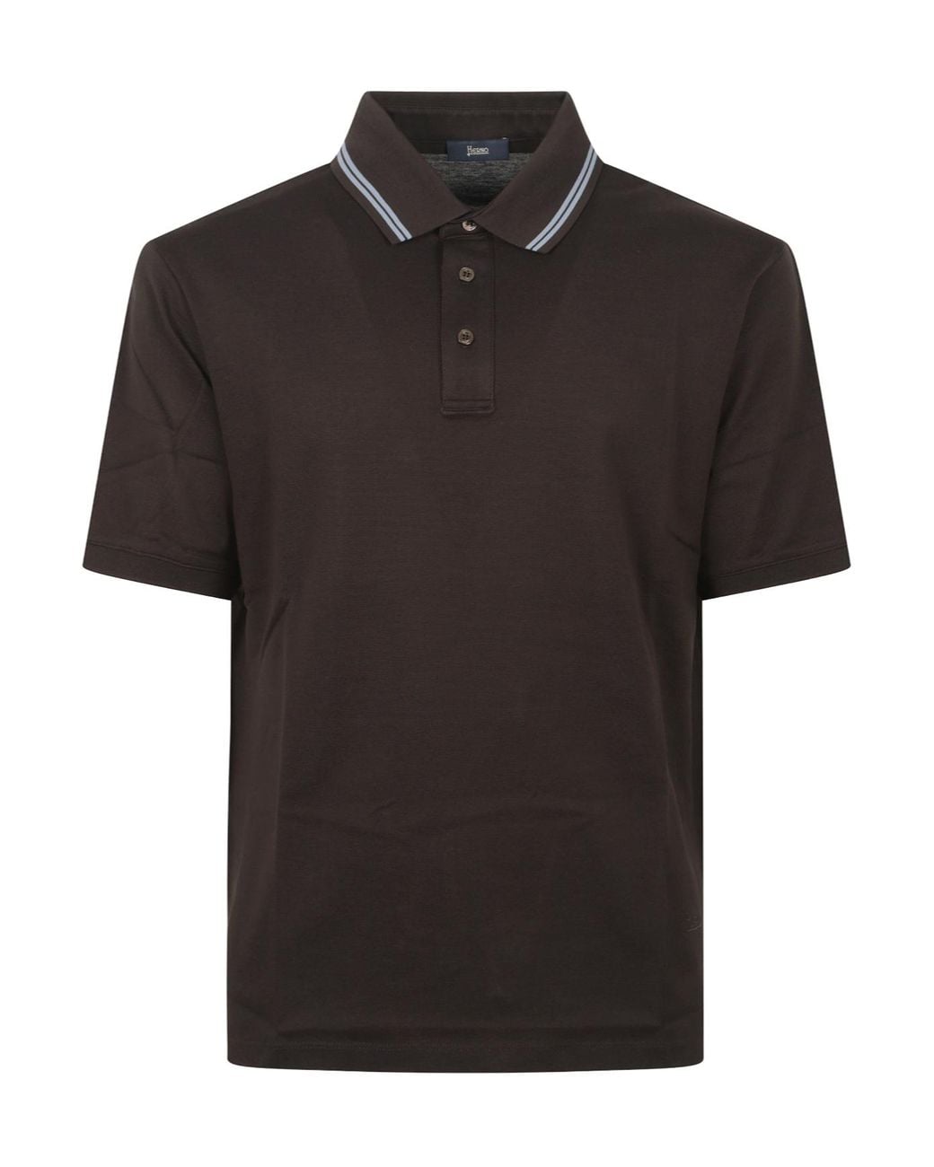 Herno Black Short Sleeve Polo Shirt for men