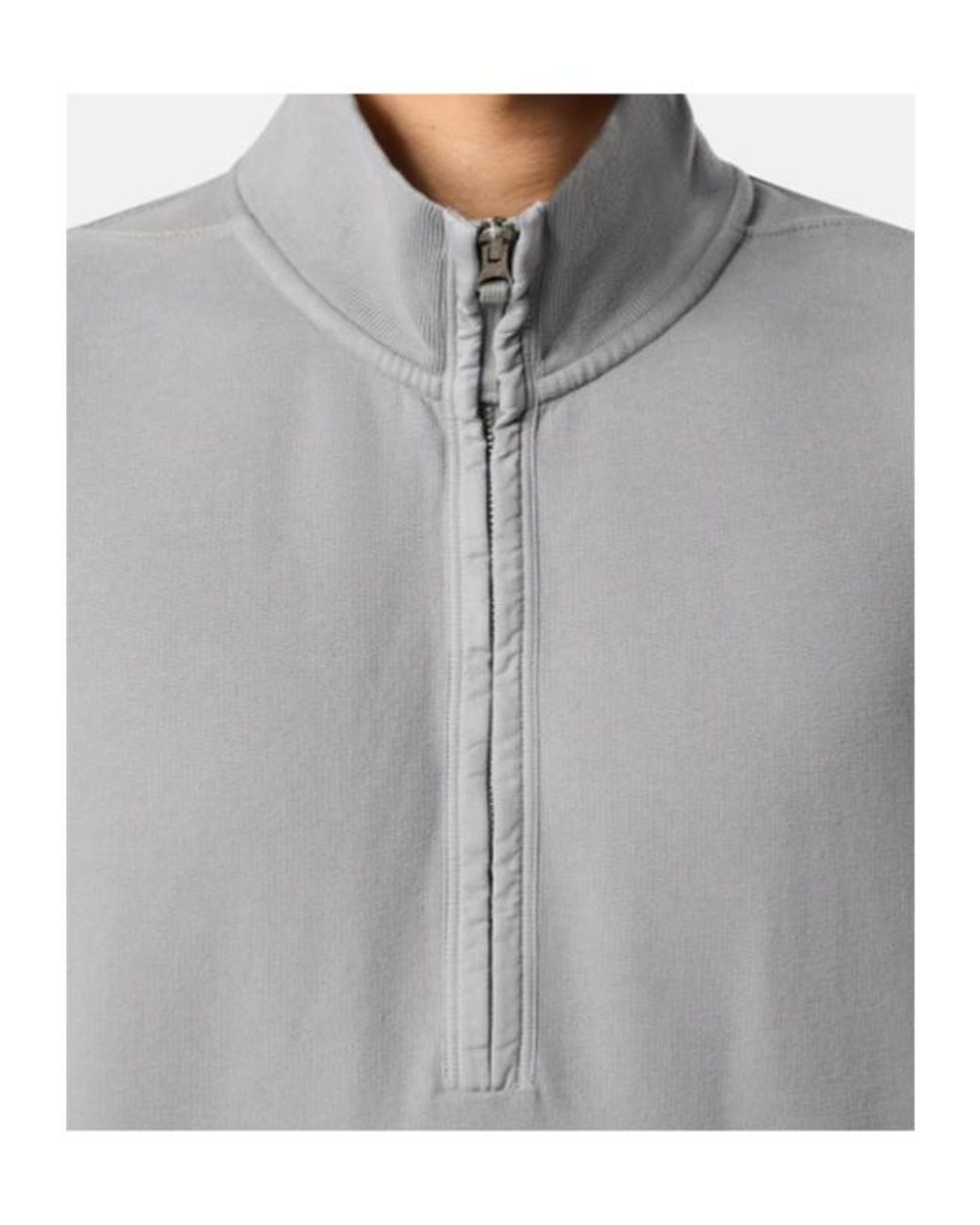 Stone Island Gray Logo Patch Half-Zipped Sweatshirt for men