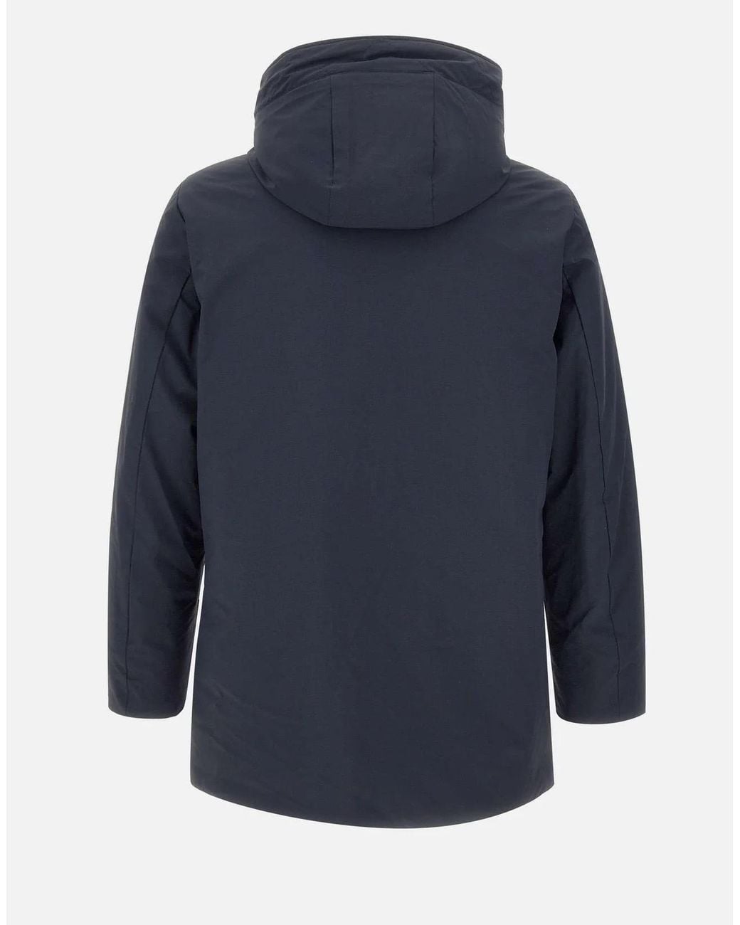 Woolrich Blue Buttoned Hooded Coat for men