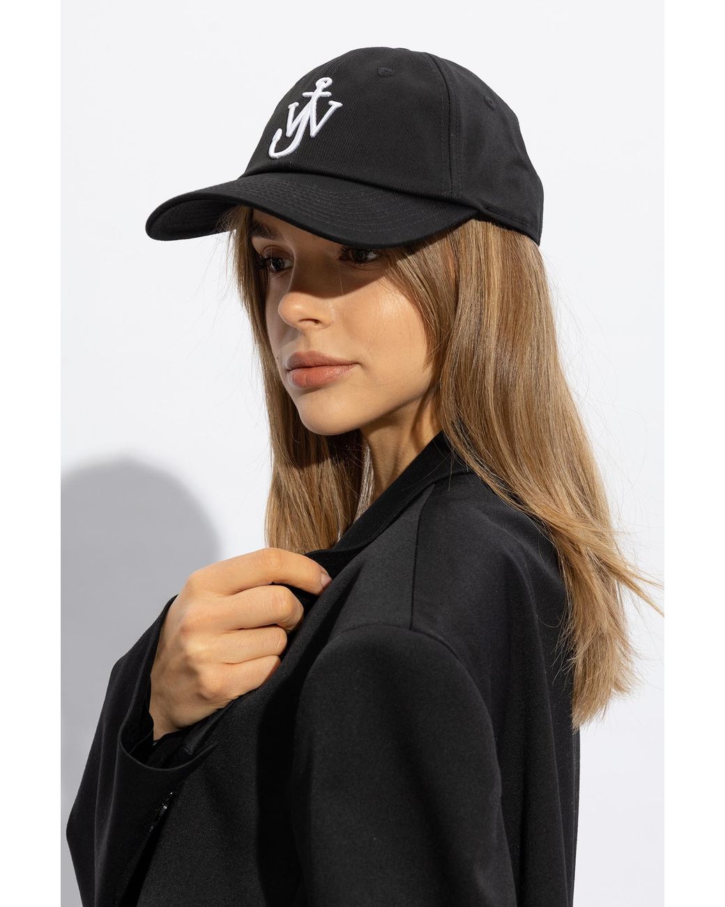 J.W. Anderson Black Jw Anderson Curved Peak Logo Embroidered Baseball Cap