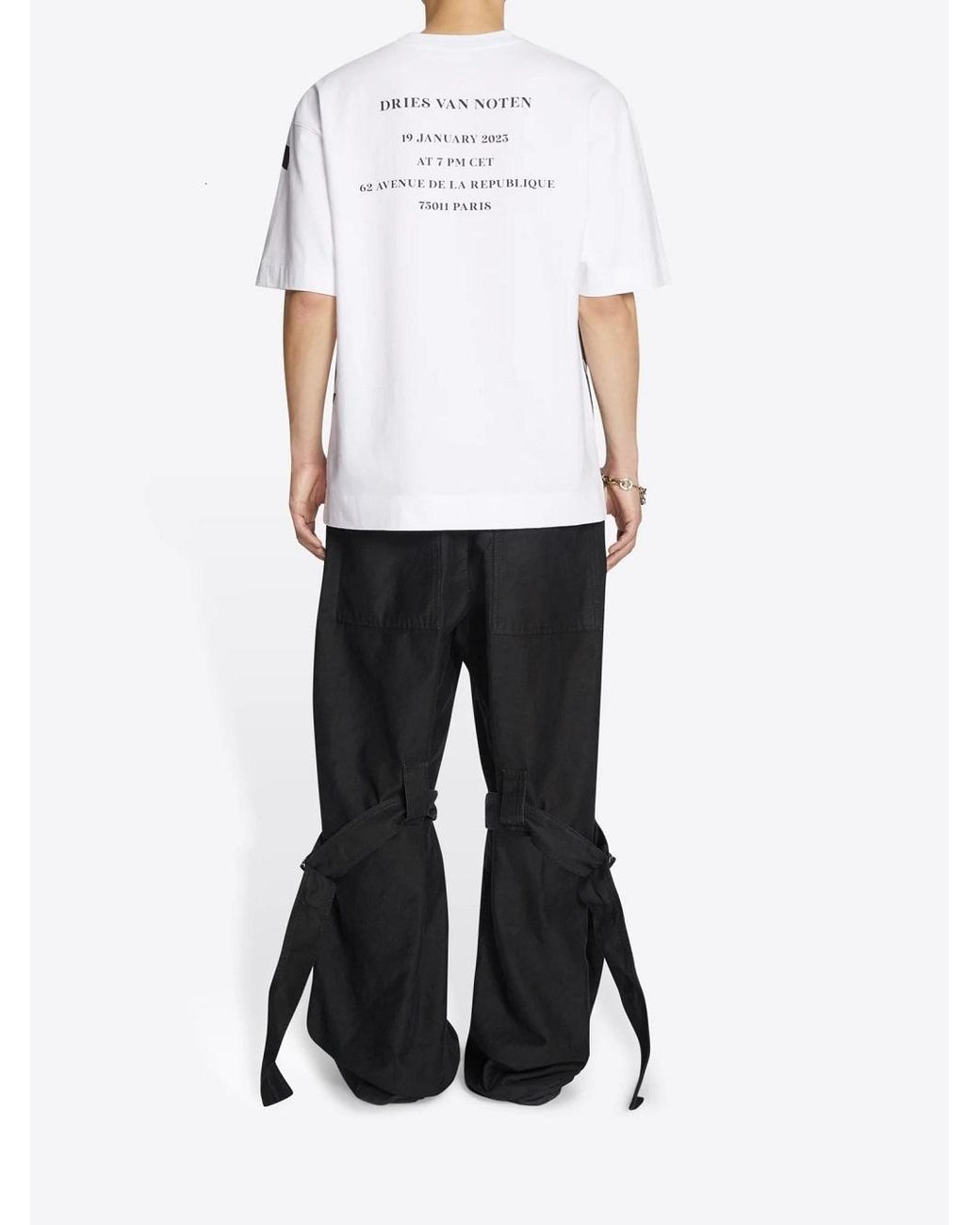 Dries Van Noten White Logo Printed Crewneck T-Shirt for men