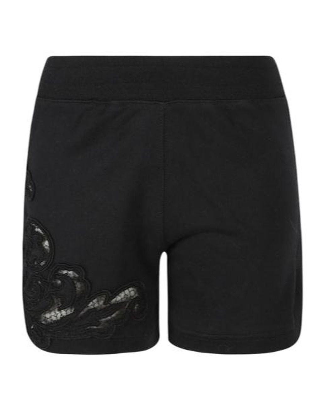 Ermanno Scervino Black High-Waist Elasticated Waistband Laced Shorts