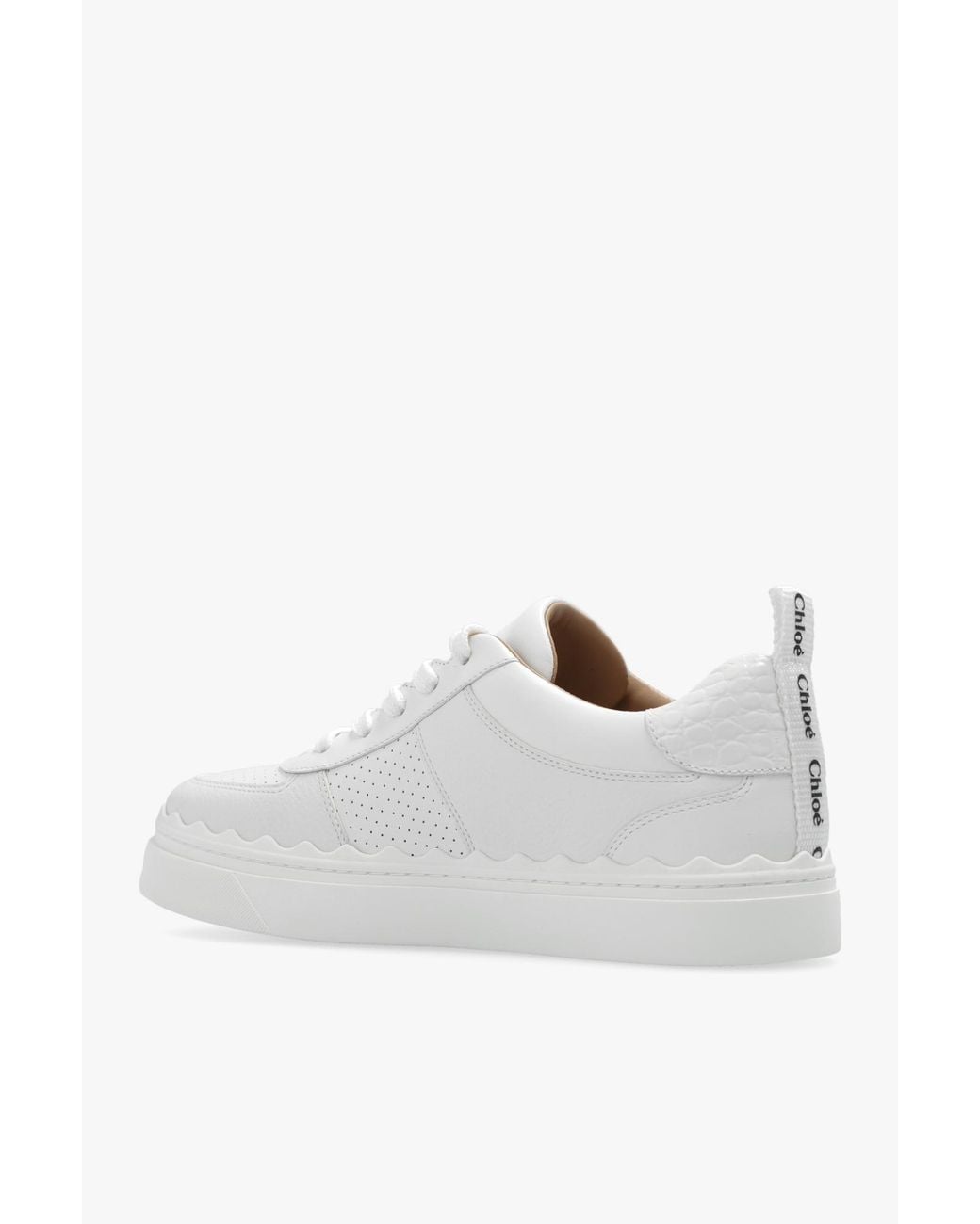 Chloé White Lace-Up Leather Sneakers