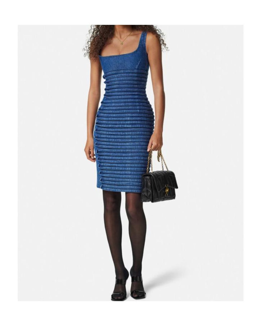 Versace Blue Panelled Denim Mini Dress