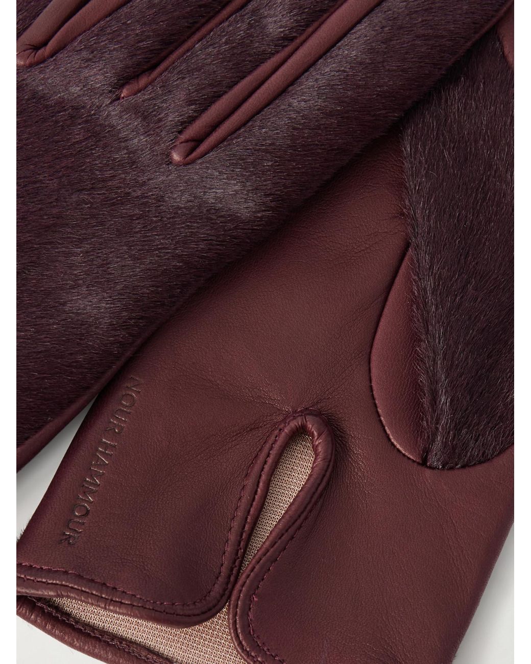 Nour Hammour Purple Leather Gloves