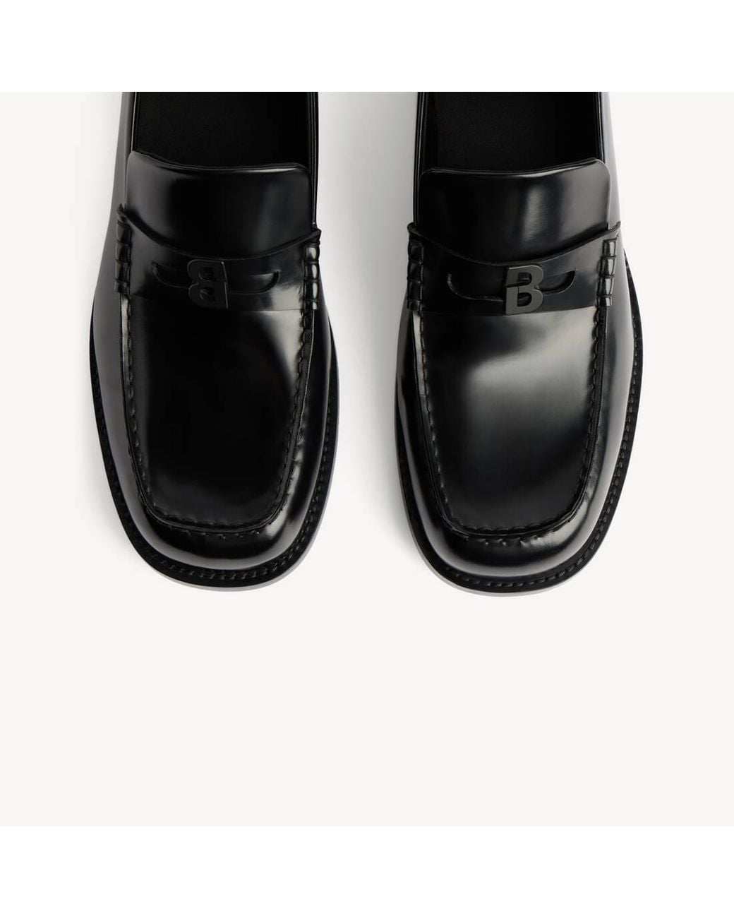 Balenciaga Black Apos;S Comfy B-Logo Calfskin Penny Loafers for men