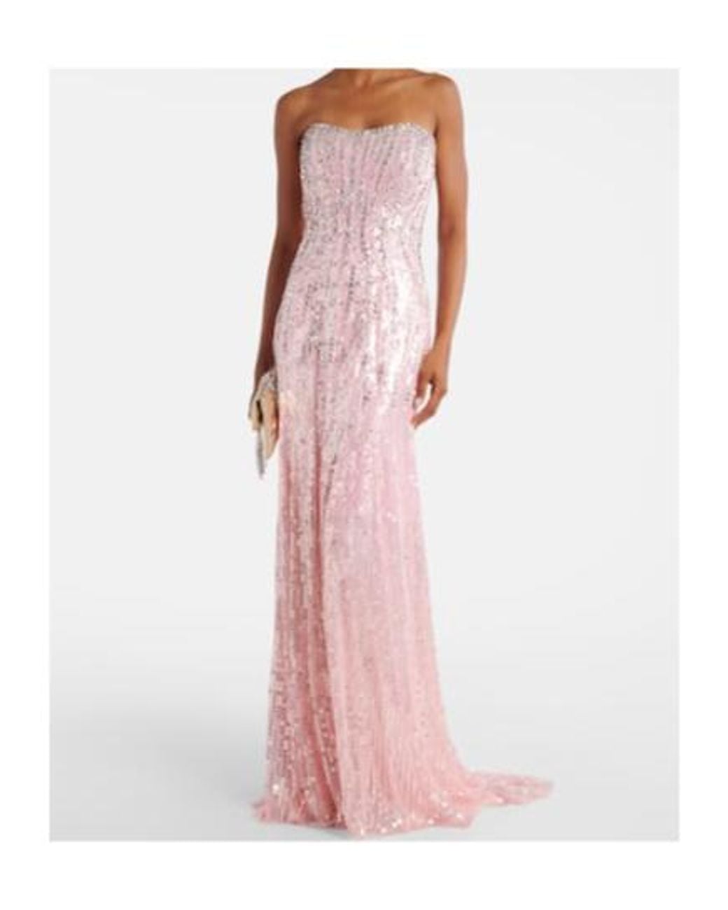 Jenny Packham Pink Sarai Embellished Bustier Gown