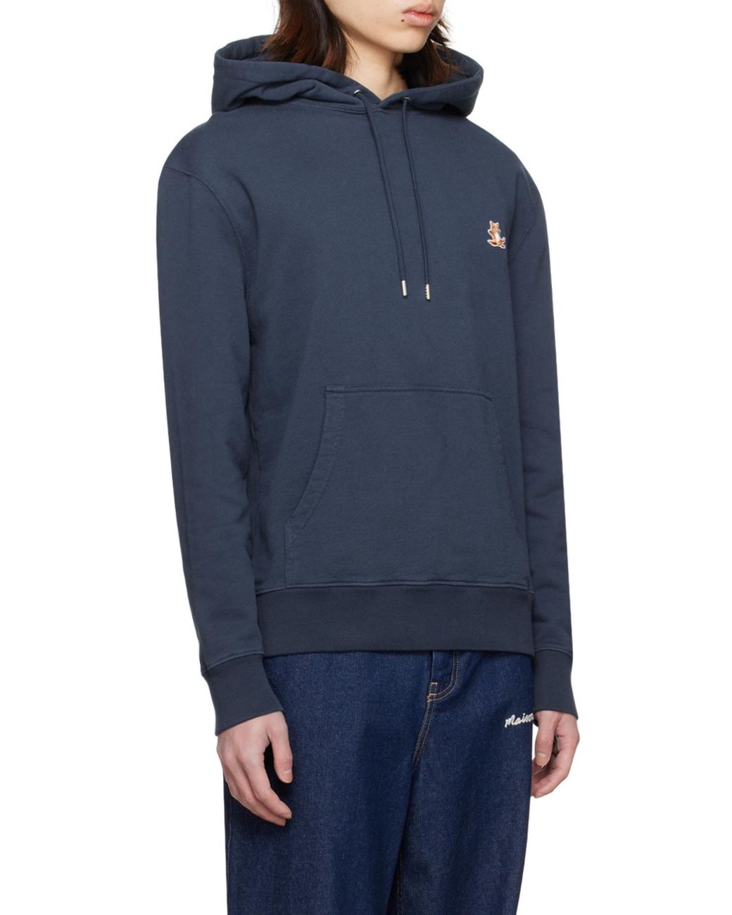 Maison Kitsuné Blue Maison Kitsuné Bold Fox Head Patch Drawstring Hoodie for men