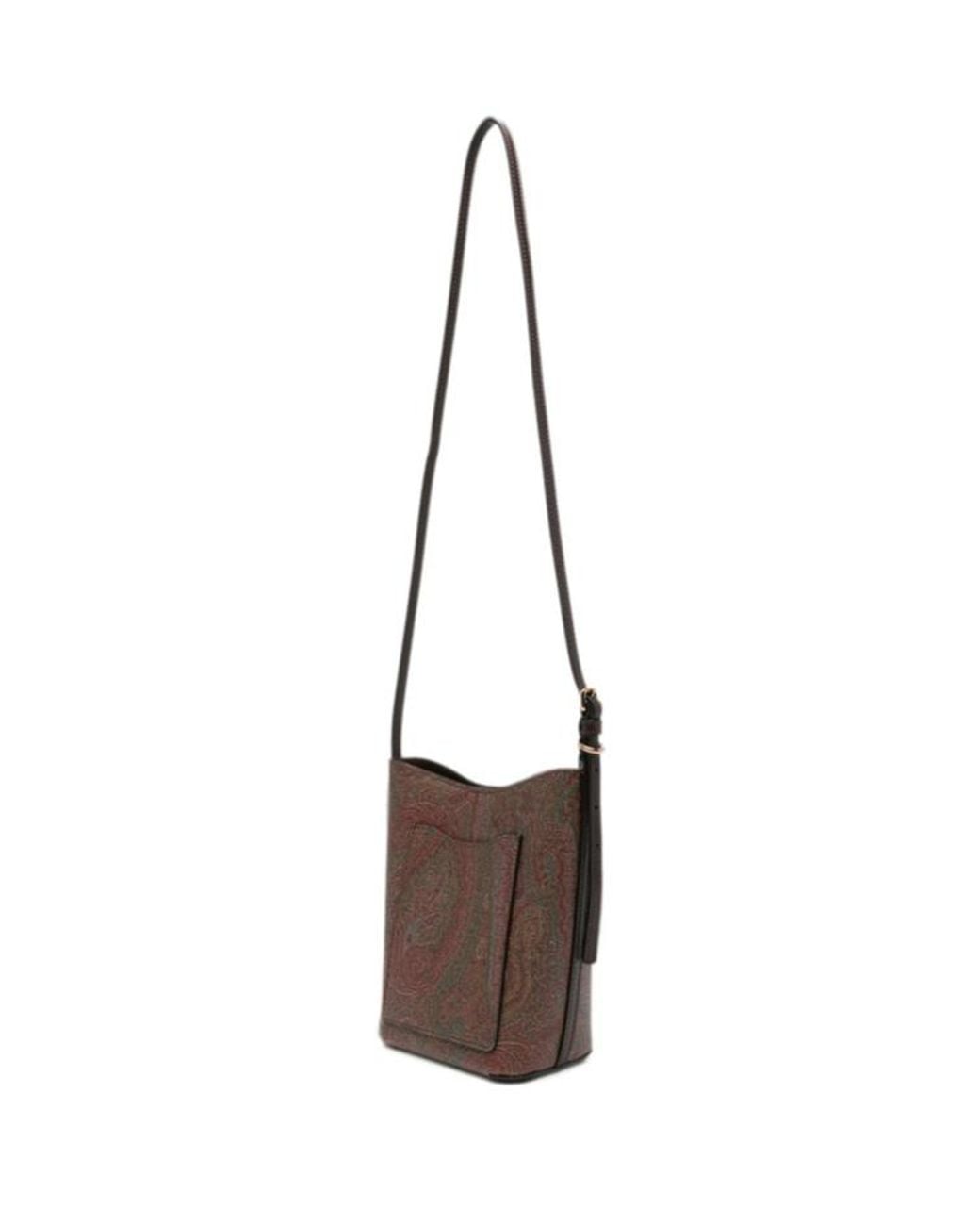 Etro White Paisley Bucket Shoulder Bag