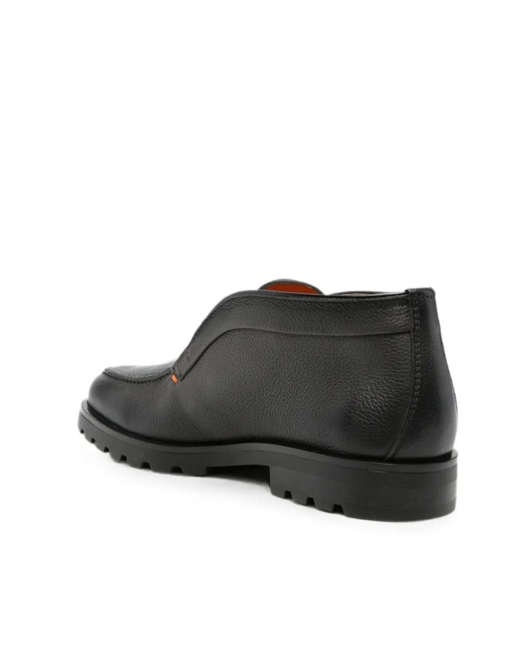 Santoni Black Round-Toe Leather Loafers for men
