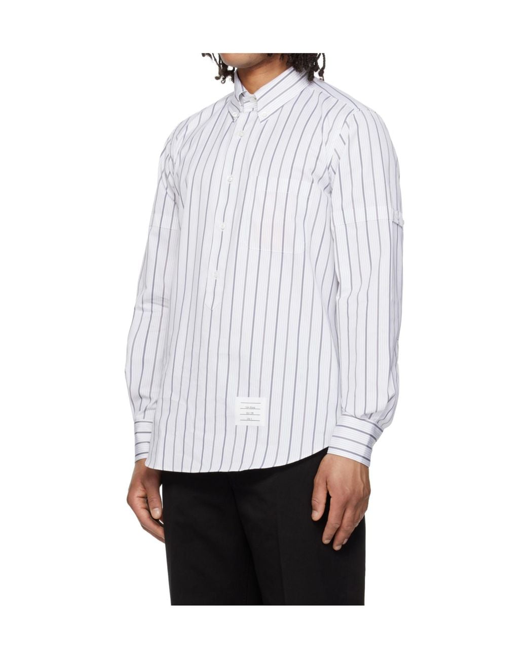 Thom Browne White Stripe Poplin Shirt for men