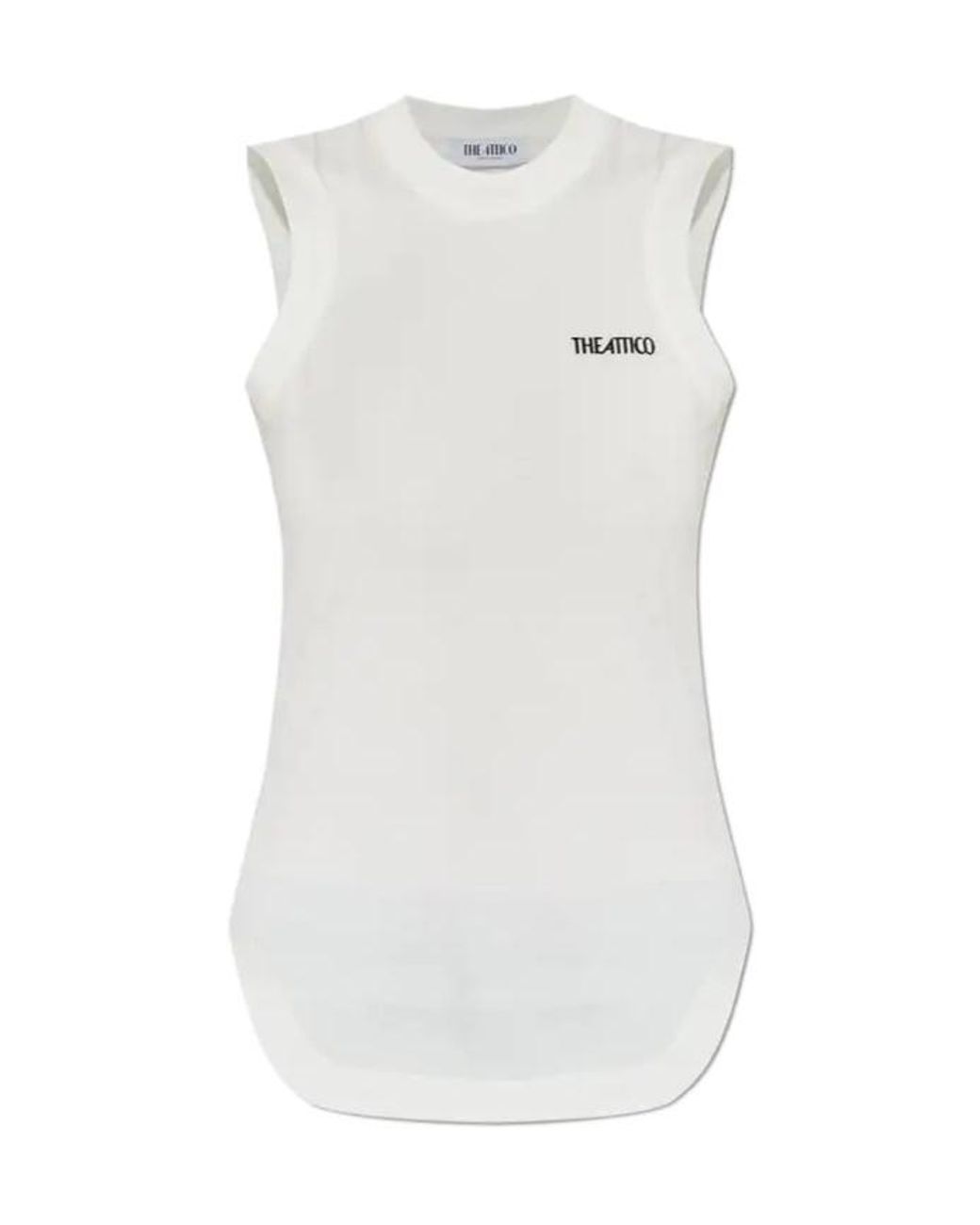 The Attico White The Logo Embroidered Top