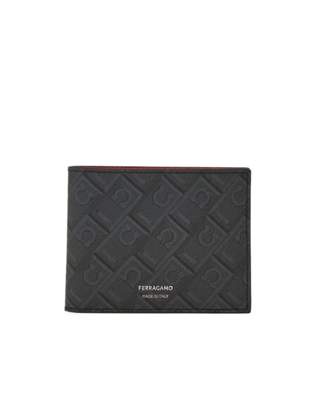 Ferragamo Black Ferragamo Monogram Printed Bi-Fold Wallet for men