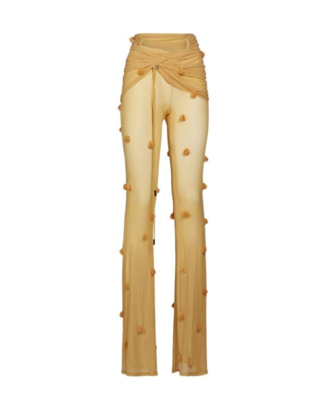 Jacquemus Metallic Le Pantalon Espelho Beaded Mesh Casual Pants