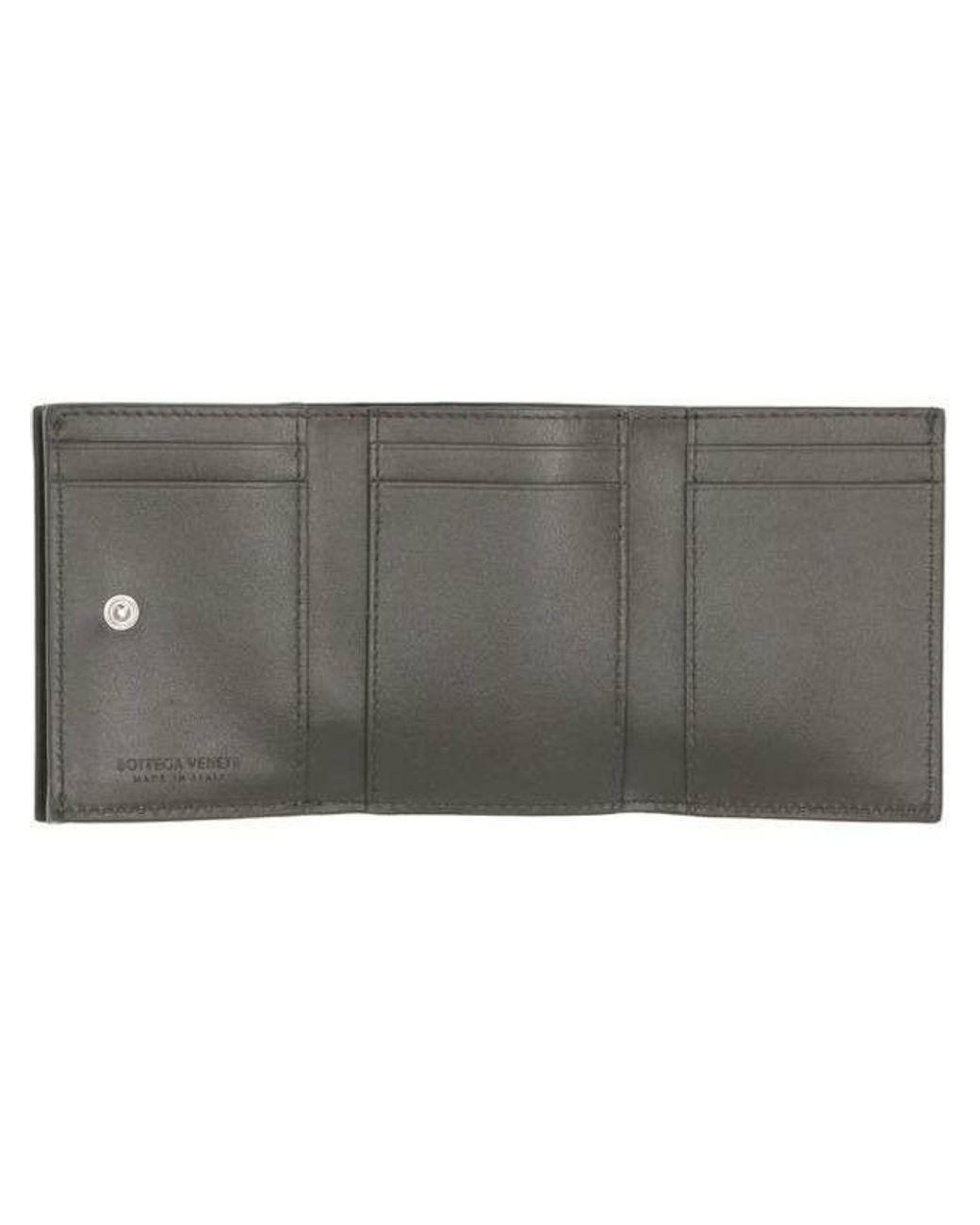 Bottega Veneta Gray Intrecciato 3-Fold Wallet