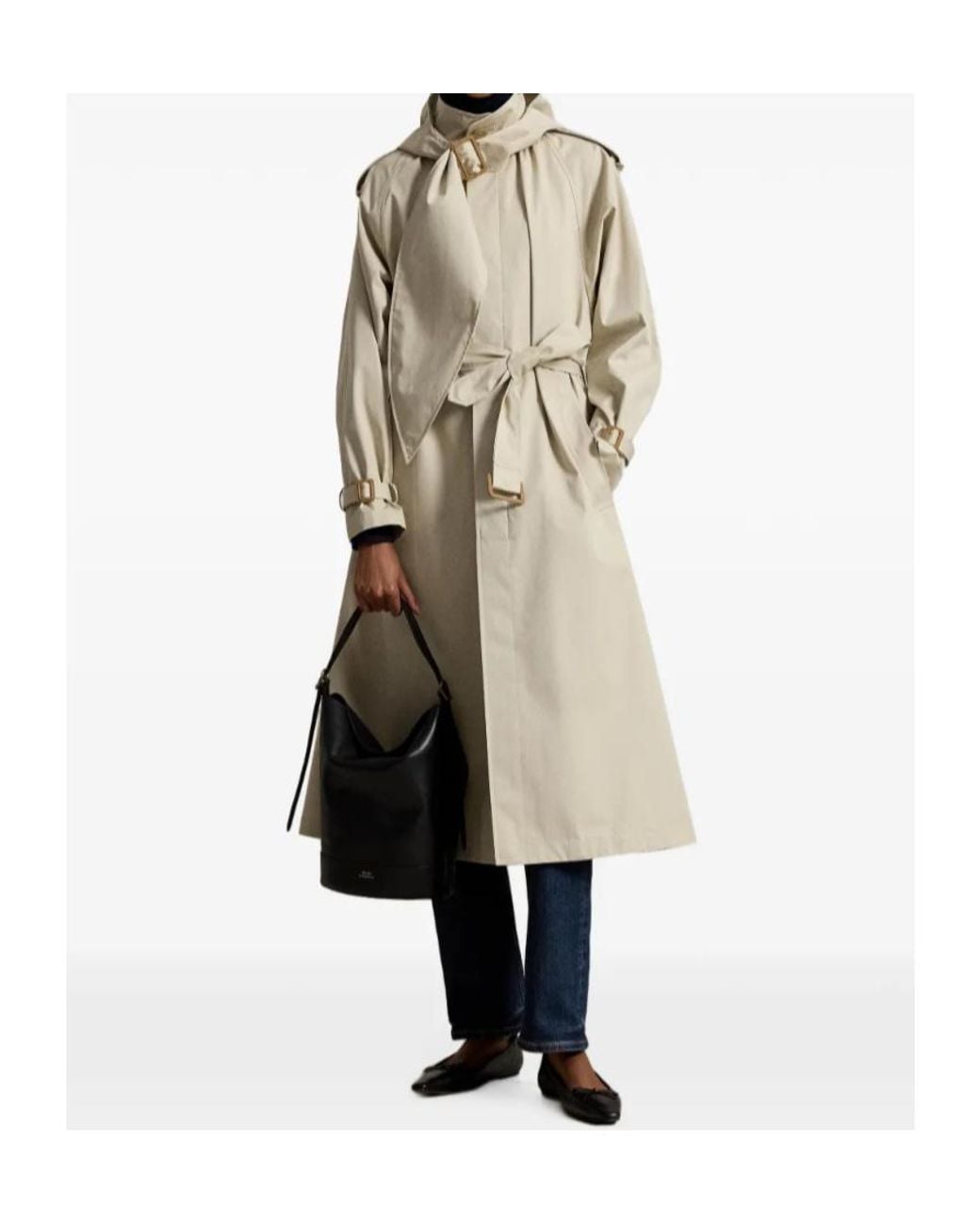 Polo Ralph Lauren Natural Buckled-Scarf A-Line Trench Coat