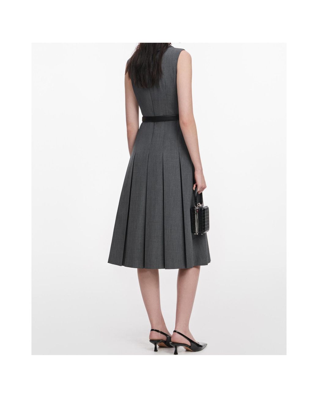 Self-Portrait Gray Sleeveless Dress