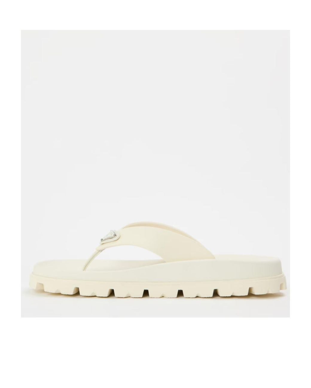 Prada White Logo Flip-Flops