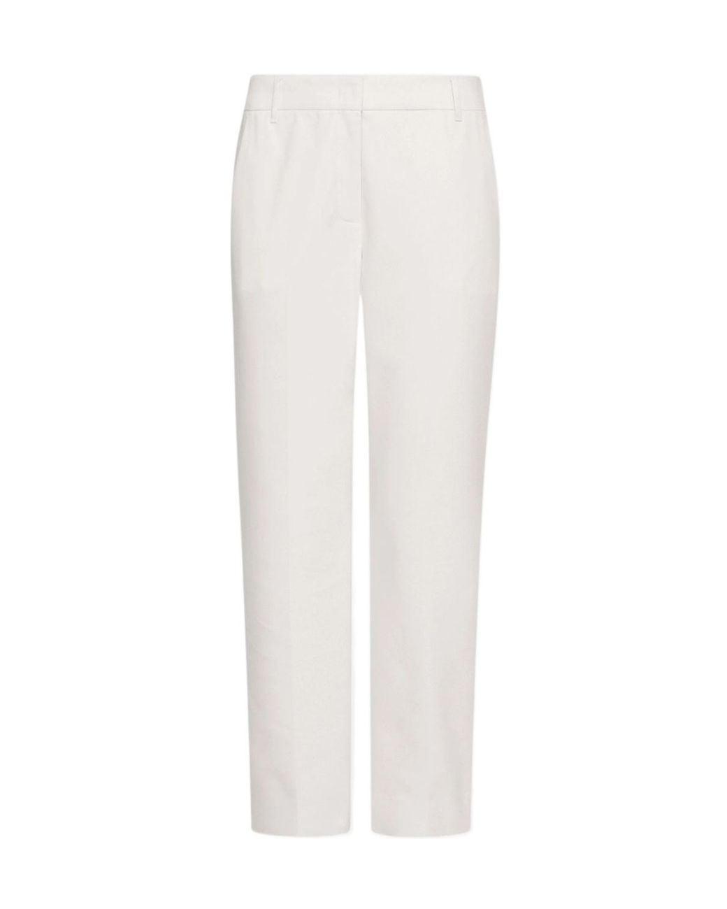 Marella White Stretch Cotton-Blend Trousers