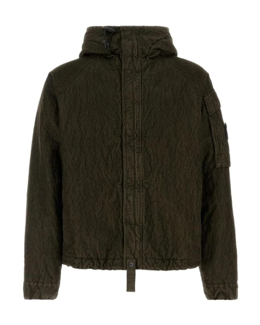 Stone Island Green Hooded Corduroy Jacket for men