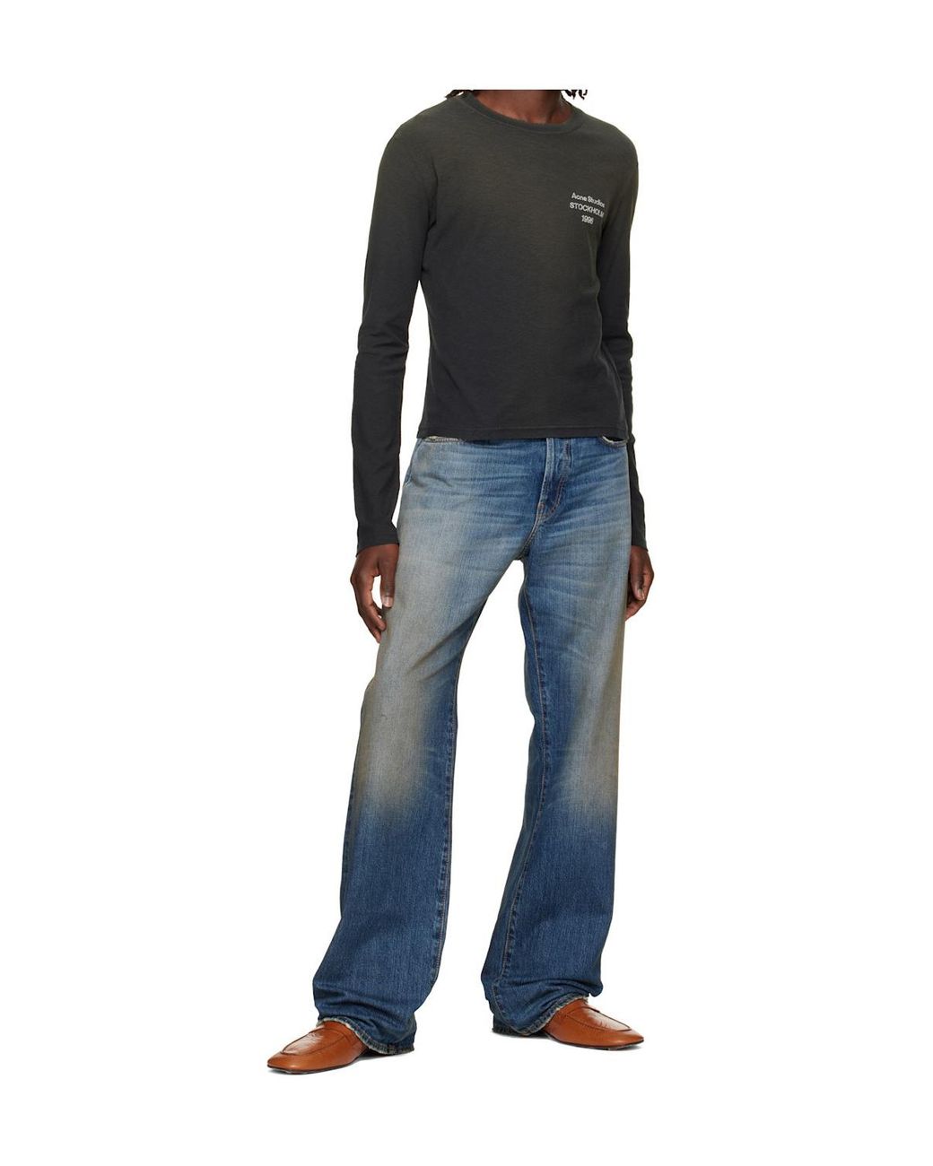 Acne Black Logo-Print Long-Sleeve T-Shirt for men