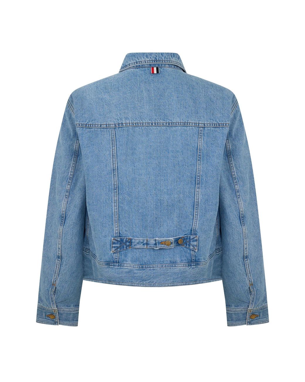 Thom Browne Blue Cropped Denim Trucker Jacket for men