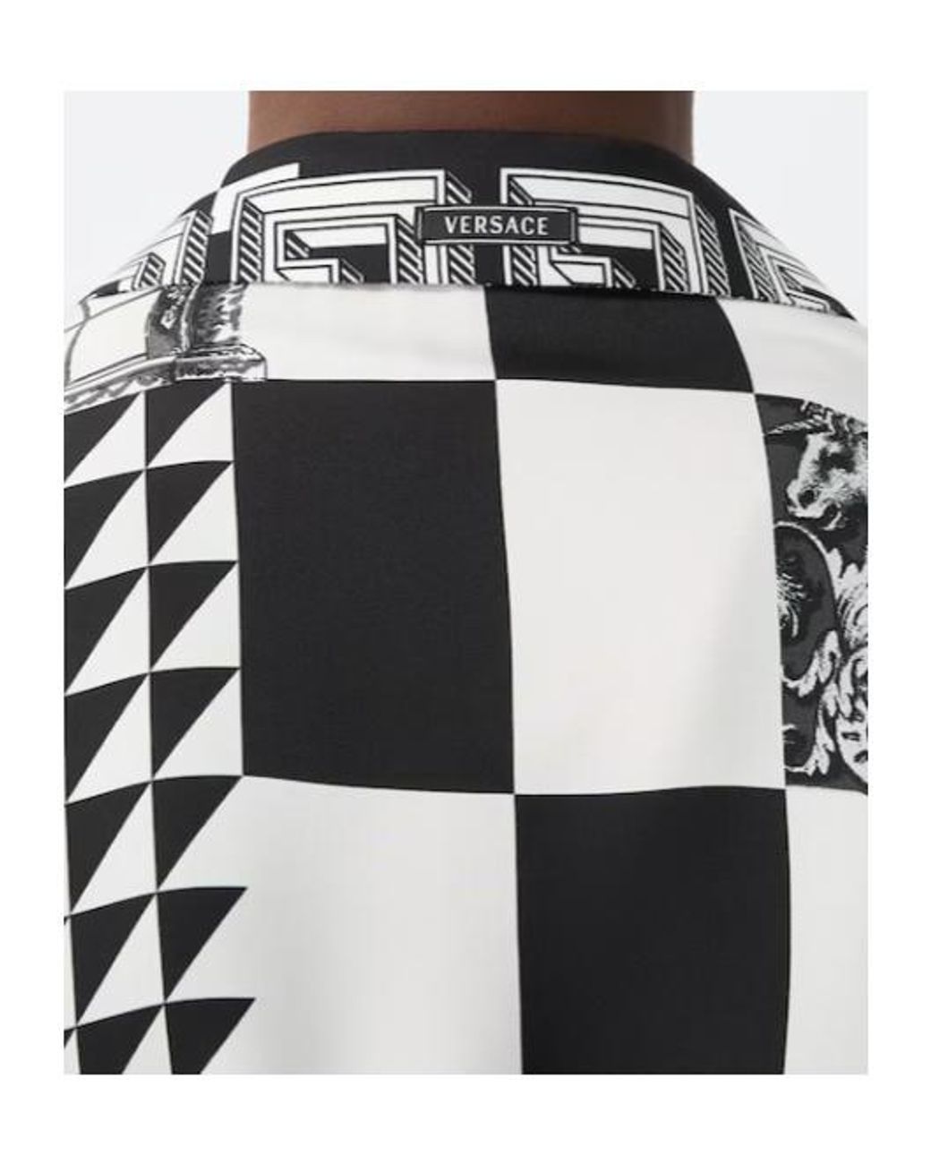 Versace Black Pattern-Printed Short-Sleeved Twill Shirt for men