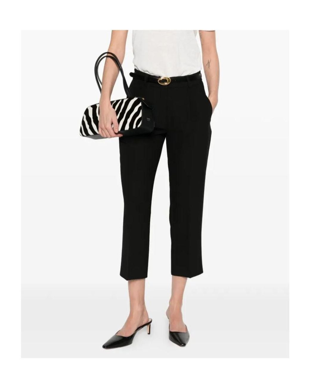 Patrizia Pepe Black Belt-Loop Pocket Trousers