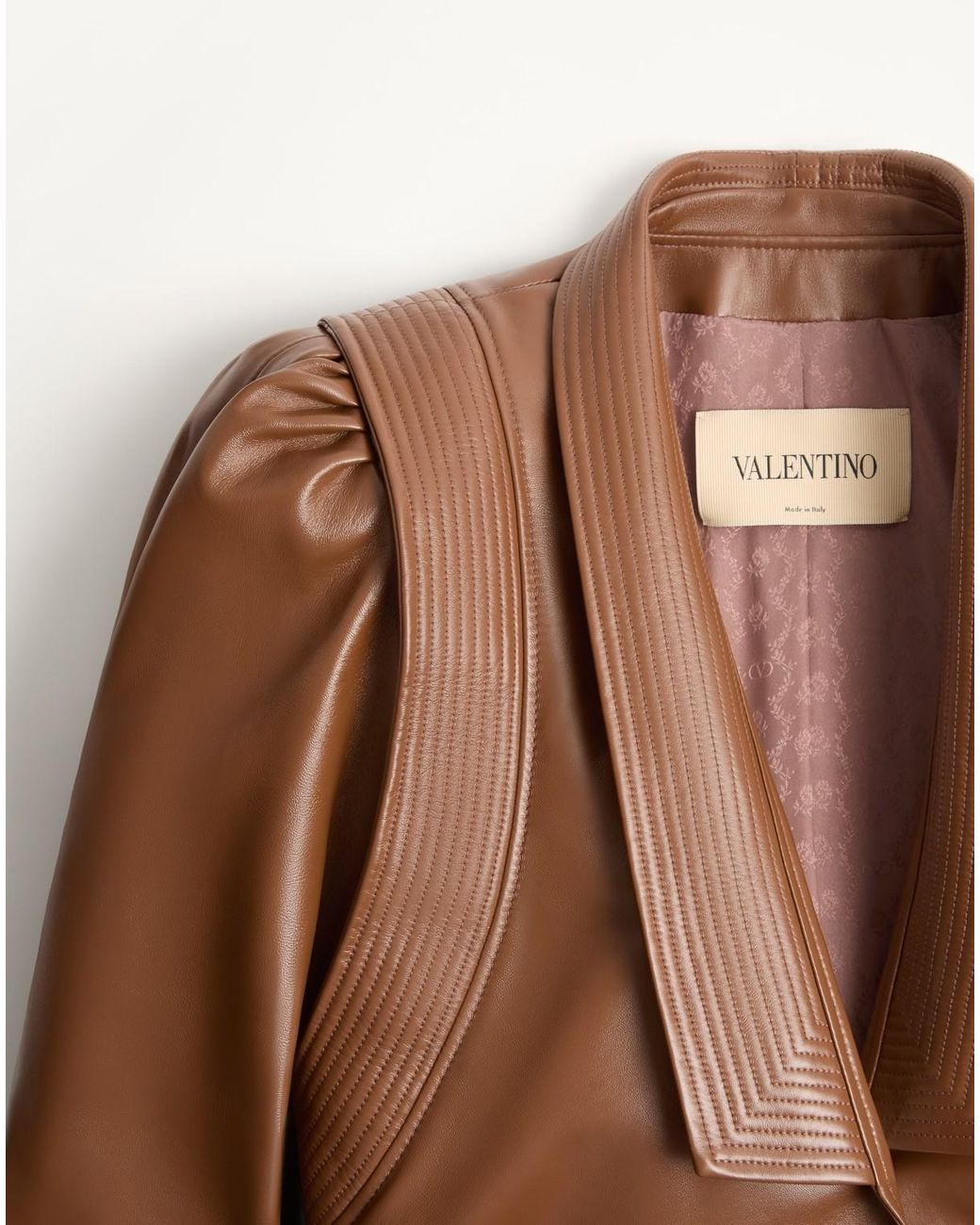 Valentino Brown Long-Sleeve Leather Jacket
