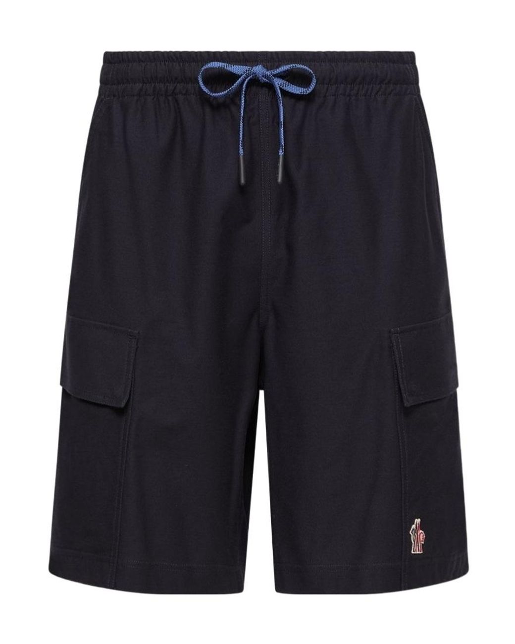 Moncler Blue Cotton Gabardine Cargo Shorts for men