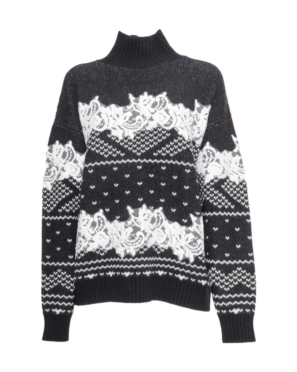 ERMANNO FIRENZE Multicolor Intarsia Lace-Knit Sweater