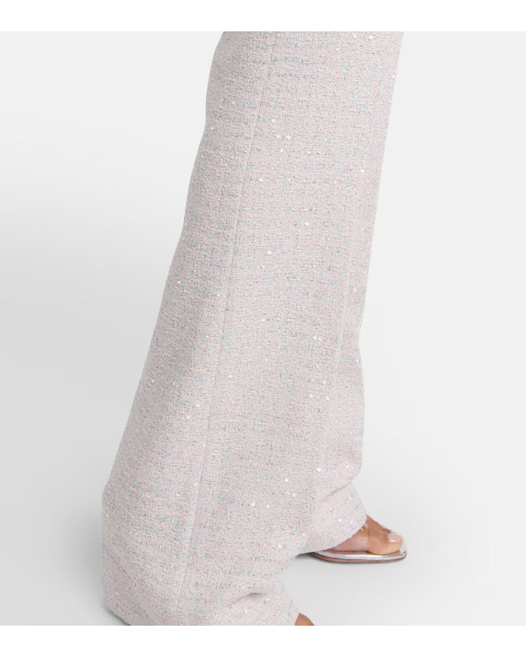 Alessandra Rich Gray Sequined Mid-Rise Straight Pants