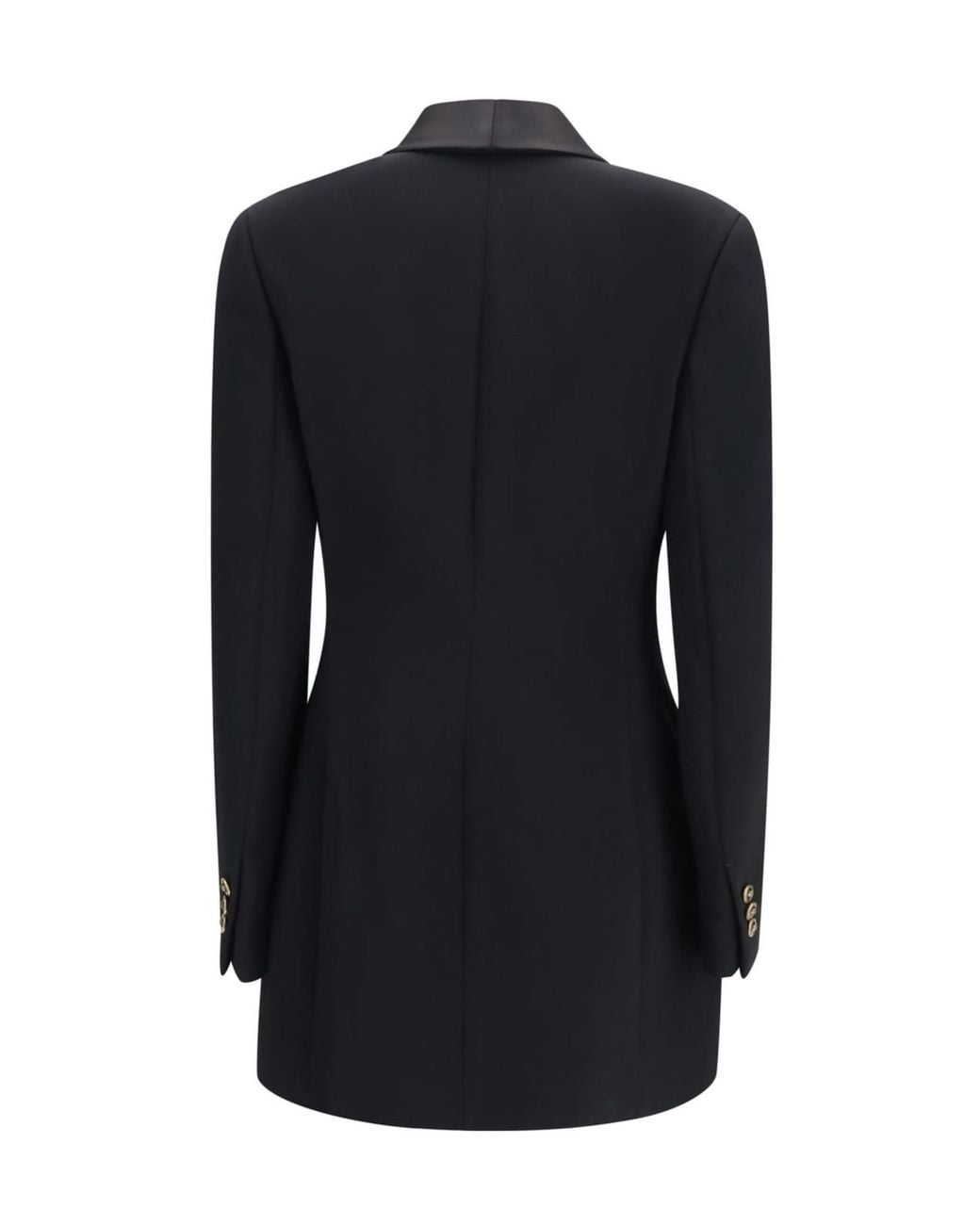 Versace Black Satin Shawl Double-Breasted Blazer