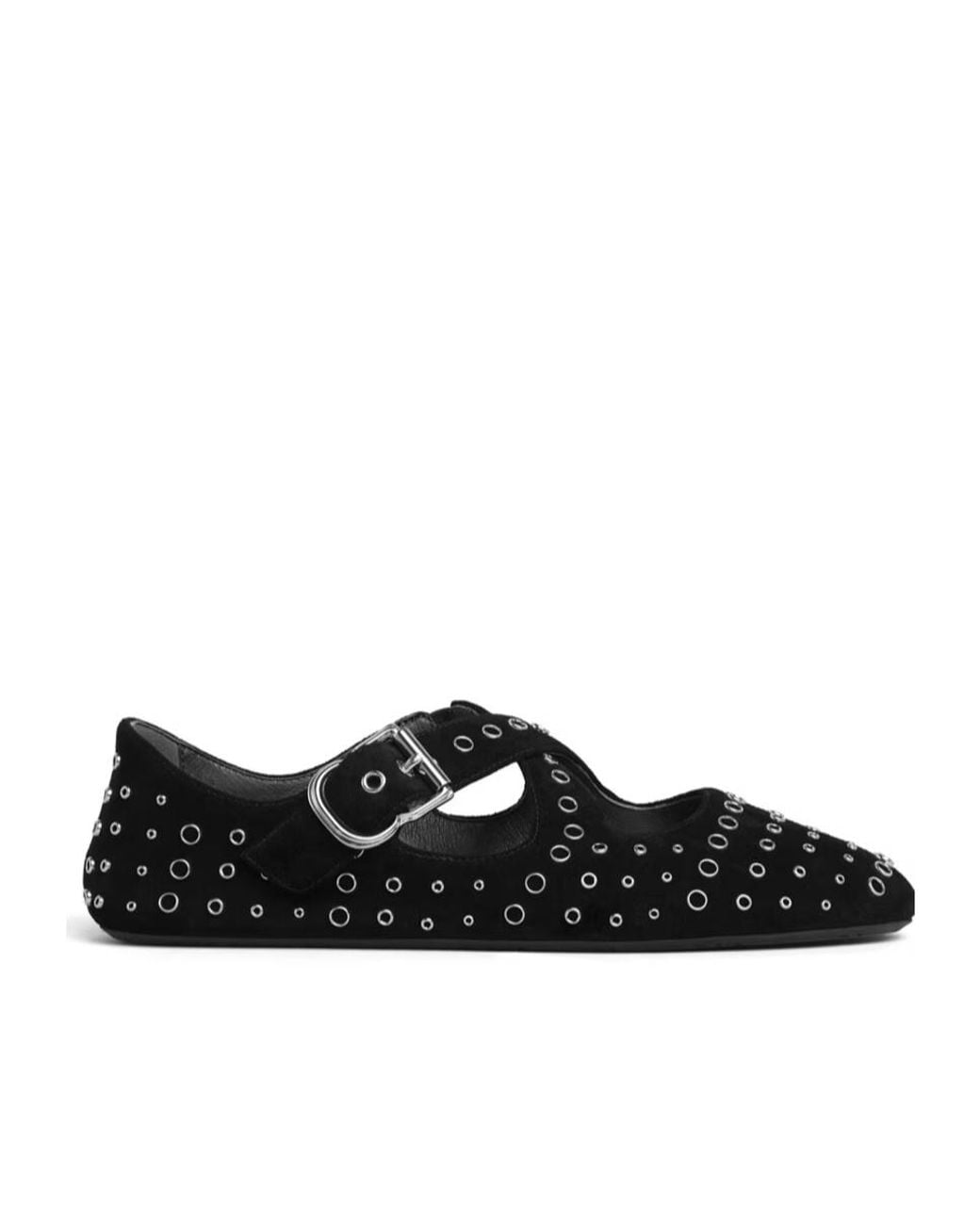 Alaïa Black Criss-Cross Eyelet Suede Ballet Flats