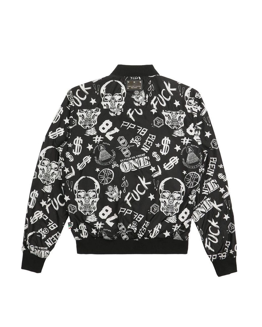 Philipp Plein Black Pattern Printed Casual Jacket for men
