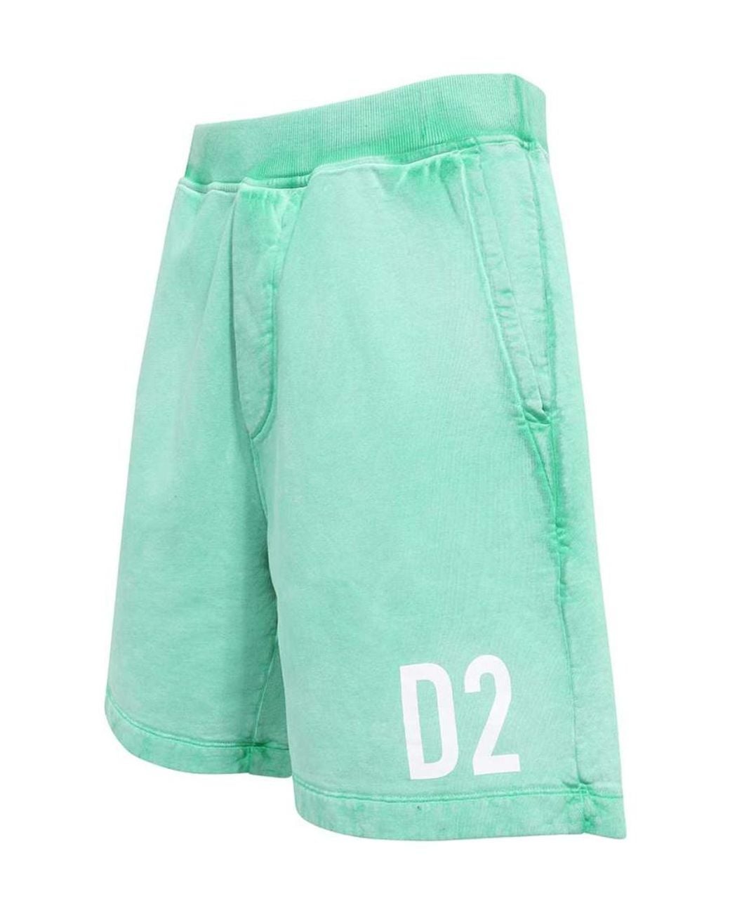 DSquared² Green Logo-Print Cotton Track Shorts for men