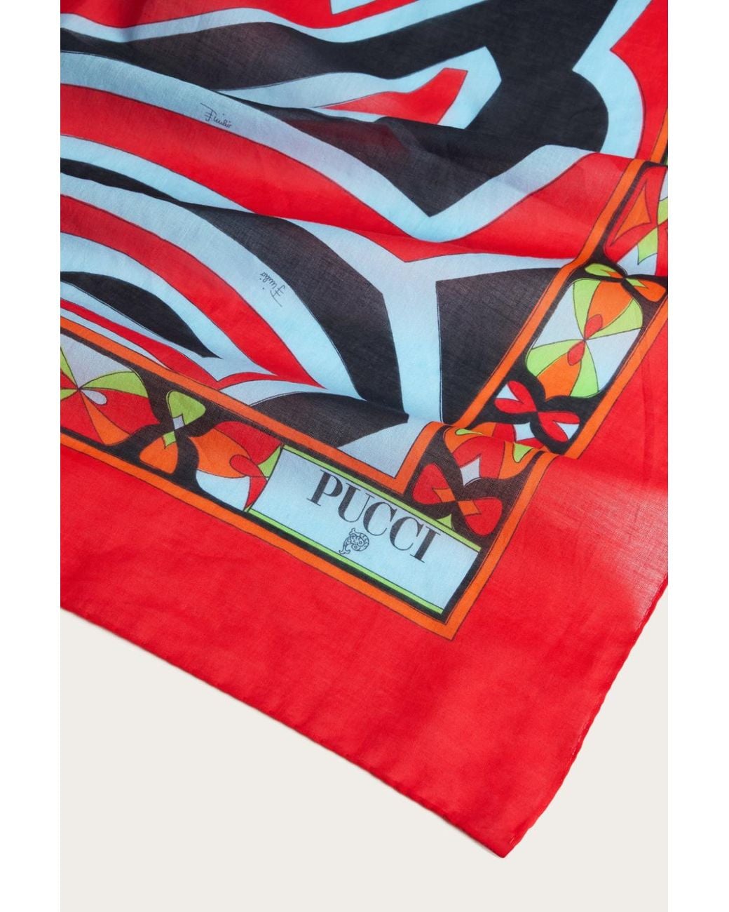 Emilio Pucci Red Labirinto Print Cotton Sarong