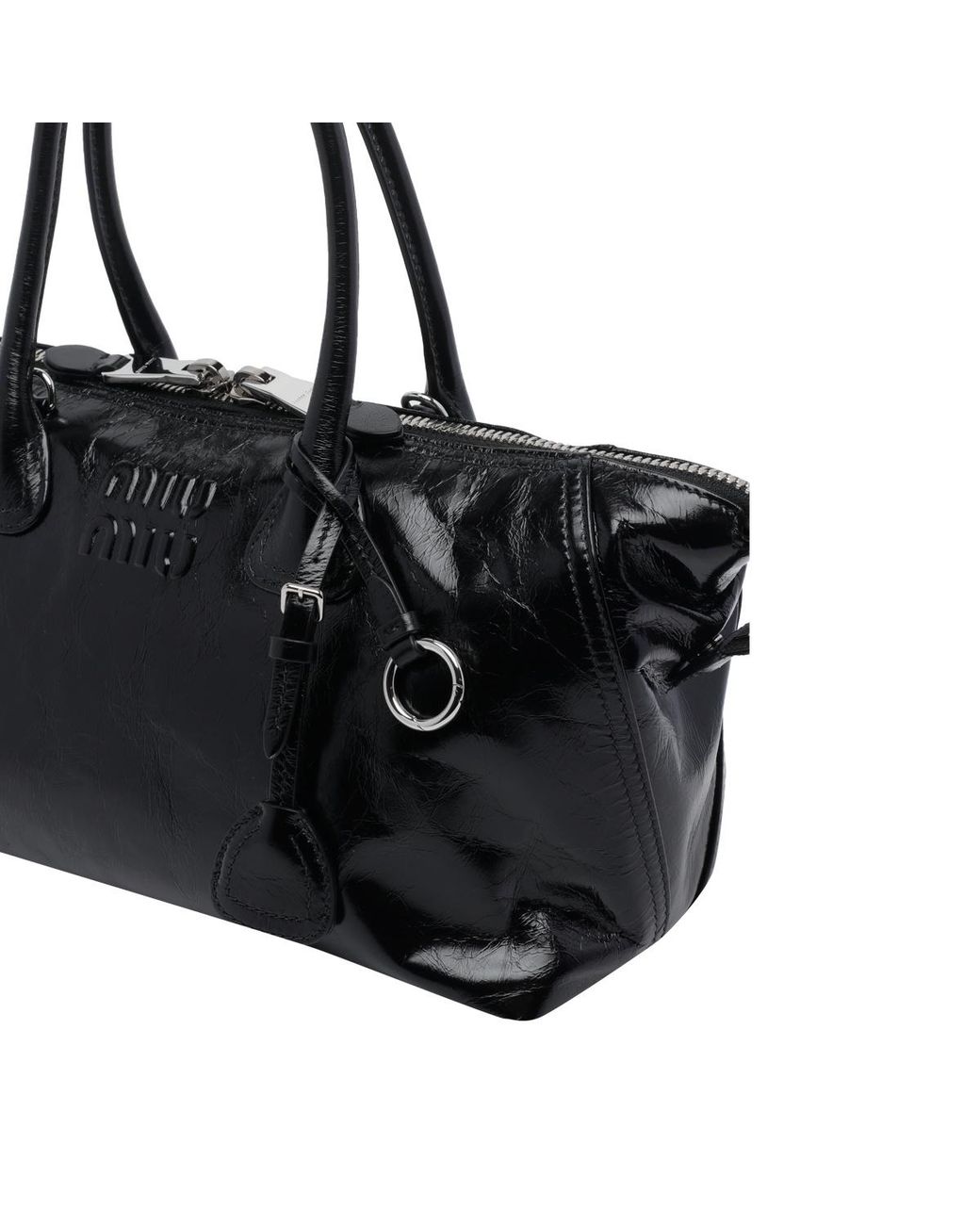 Miu Miu Black Logo-Embossed Tote Bag