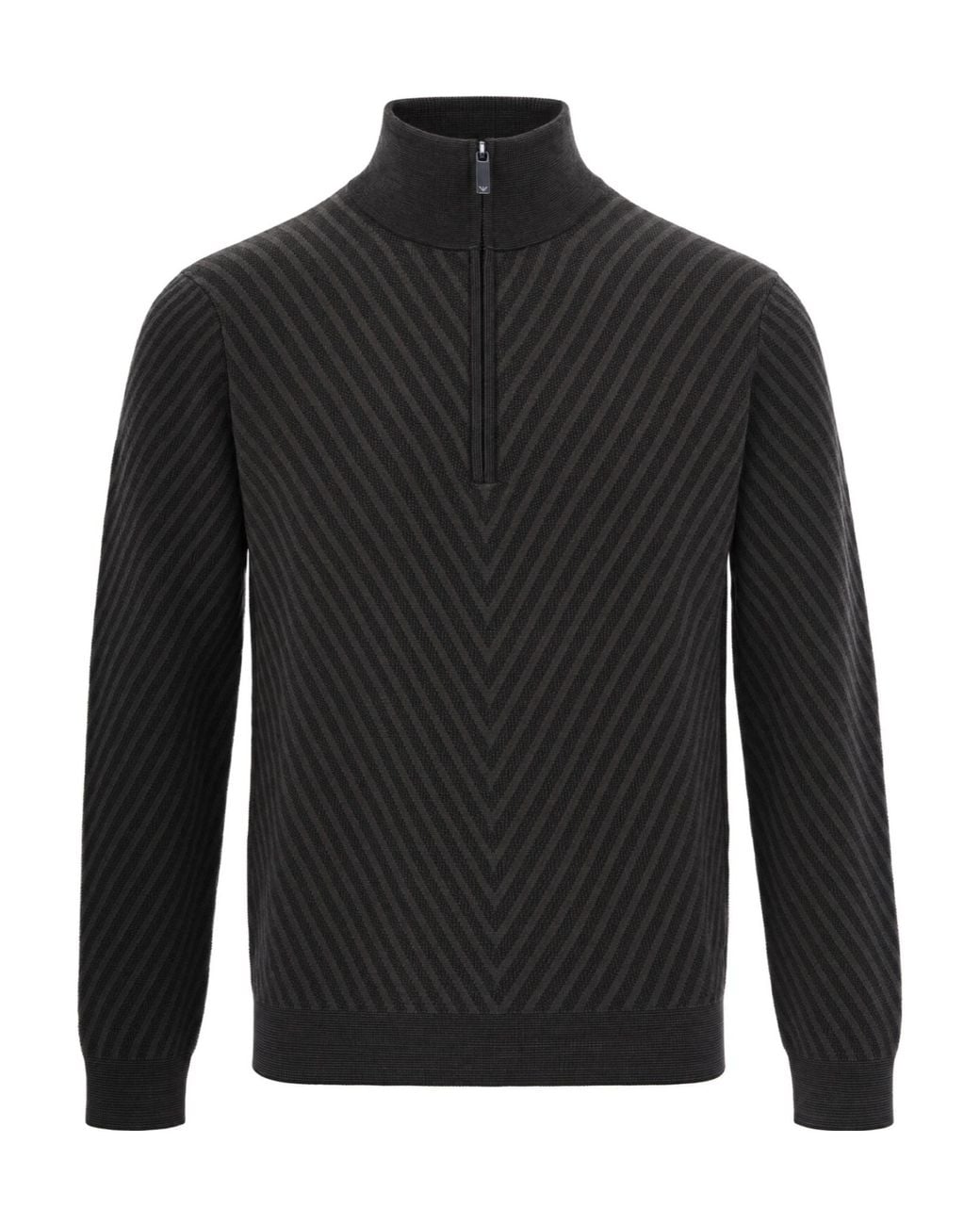 Emporio Armani Black エンポリオ アルマーニ シェブロン ハーフジップ ニットセーター for men