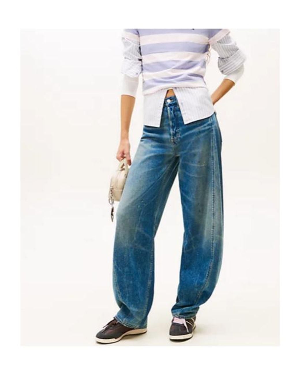 Tommy Hilfiger Blue Mid Rise Wide Barrel Leg Jeans