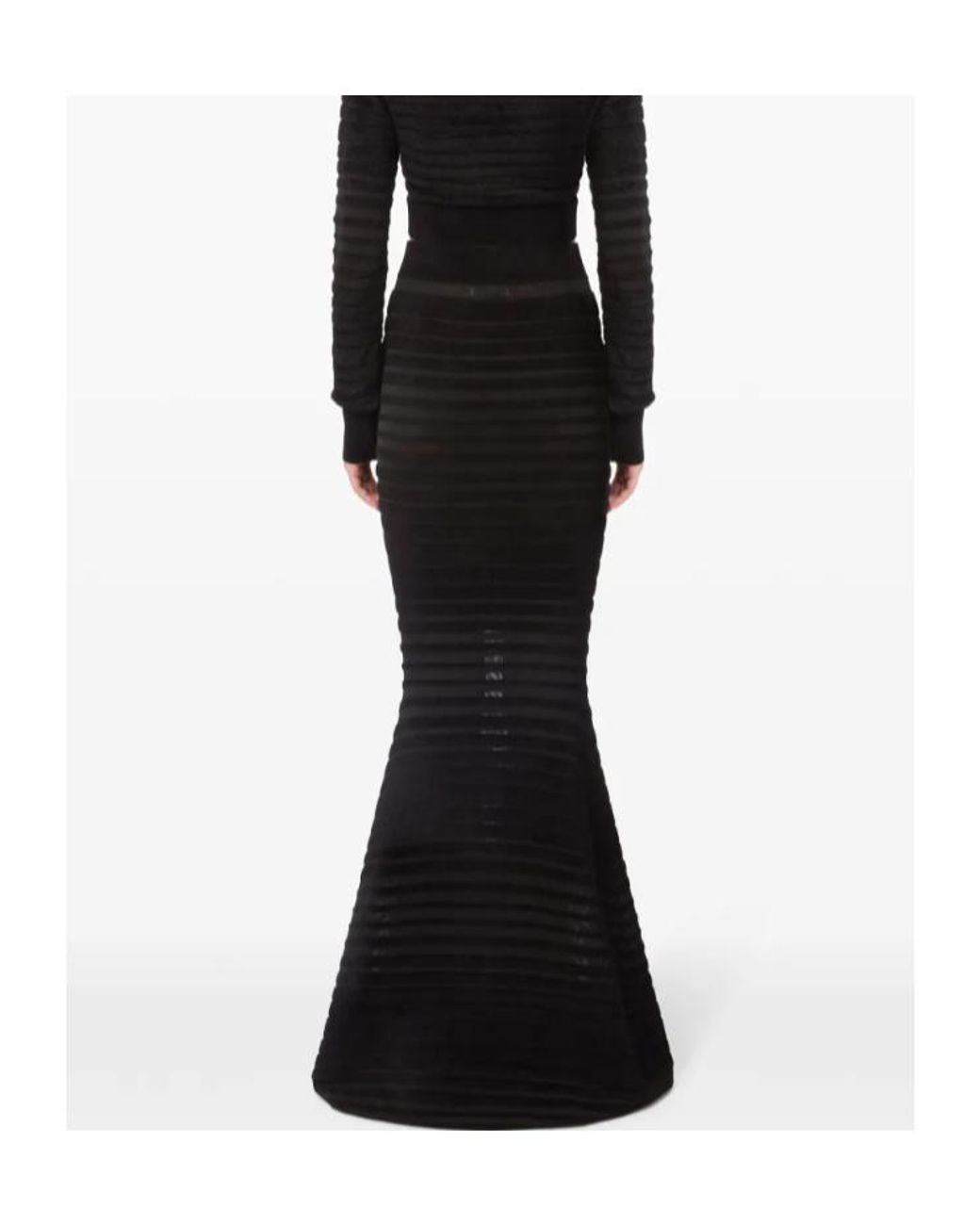 Nina Ricci Black Tonal Stripe Mermaid Skirt