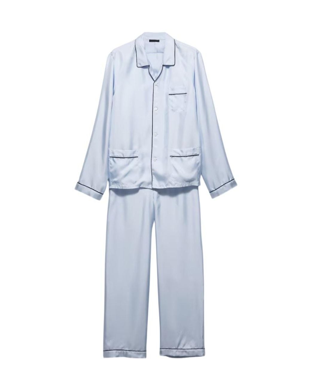 Prada Blue Silk Twill Pajamas for men