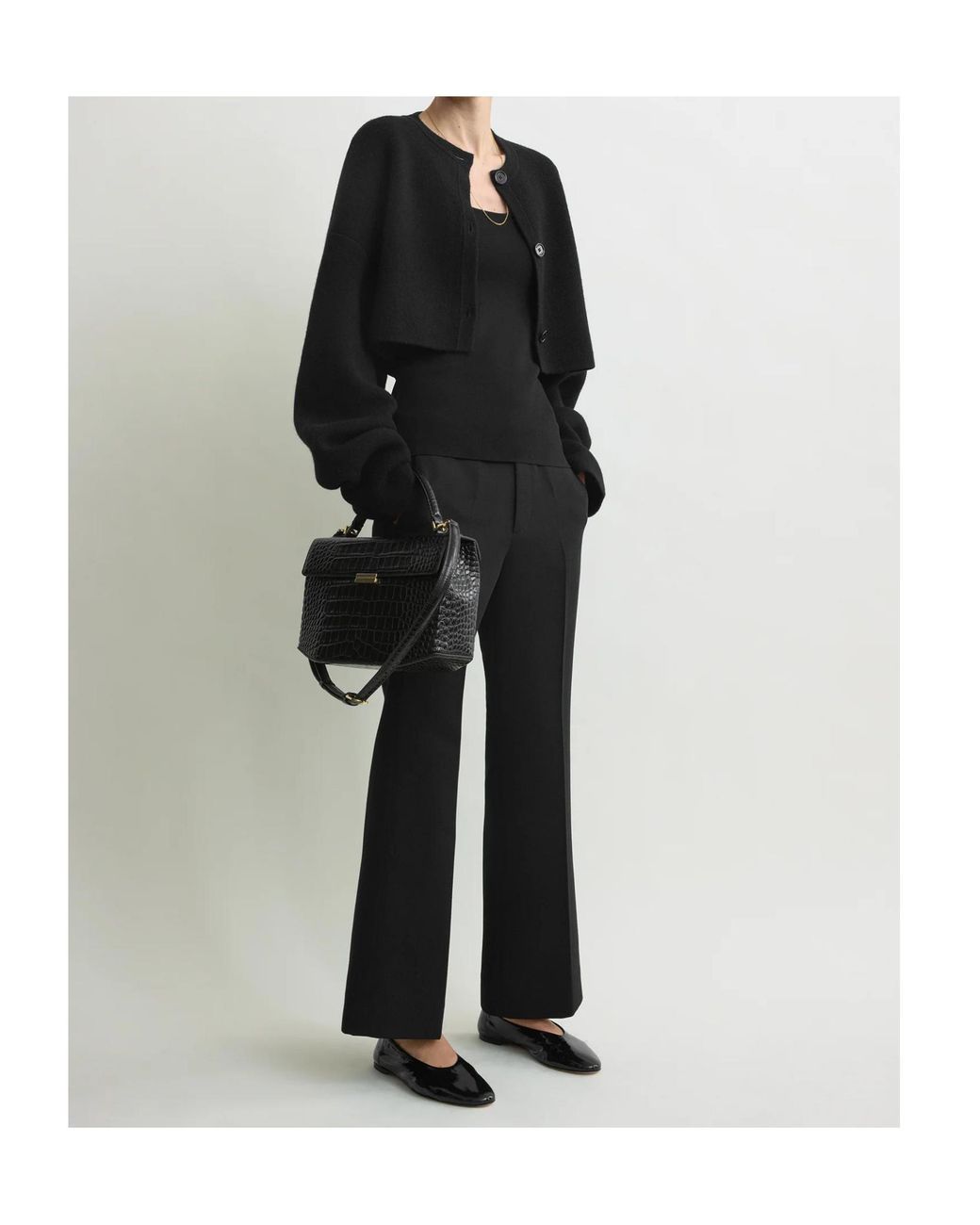 Totême Black Totême Crewneck Cropped Cardigan