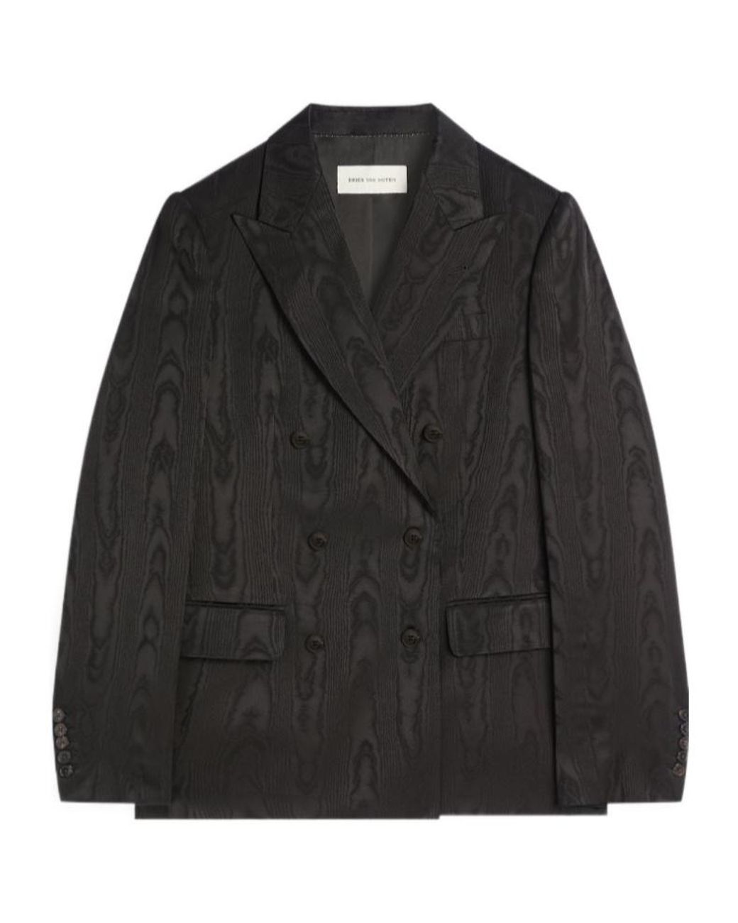 Dries Van Noten Black Barrysta Double Breasted Moiré Blazer